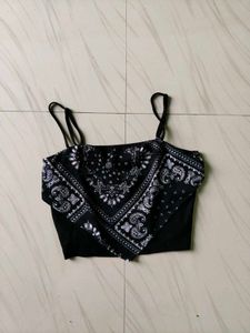 Black Bandana Print Crop Top