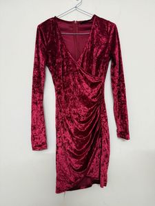 Velvet Ruched Mini Dress