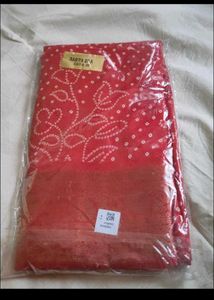 Elegant Red colour bhandhini print dola silk saree