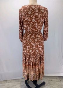 Boho Floral Print Midi Dress