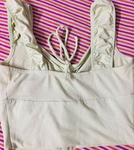 Light Green Ruched Crop Top xs