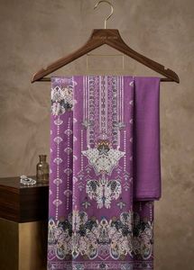 Beautiful Purple Embroidered unstitched dress mate