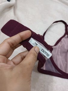 Lace Detail Burgundy Bra