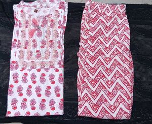 Beautiful White & Pink Kurta Set