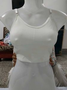 Premium White Seamless Ribbed Knit Camisole Top (S