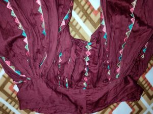 Maroon Embroidered Salwar Suit