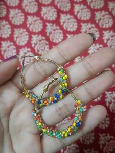 Boho Beaded Hoop Earrings