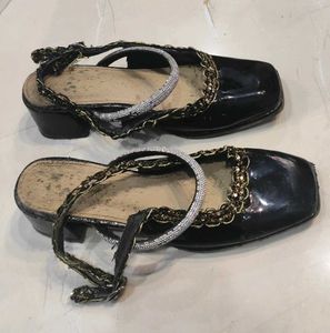 Black Embellished Mules