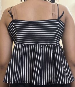 Red Cami Top with White Trim and black &amp; whit