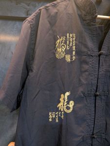 Men's Navy Blue Chinese Scripted Shirt!