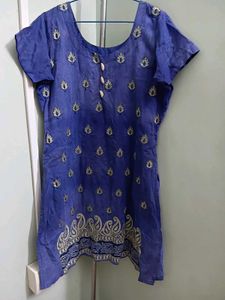Embroidered Blue Kurti And Pajama With Dupatta