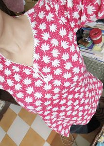 Pink Floral Print Kurta