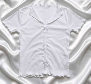 White Button-Up bow Top