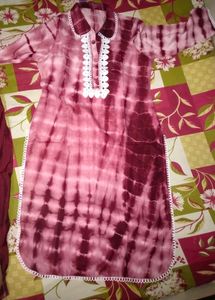 Maroon Tie-Dye Kurta Set with Dhoti Pants