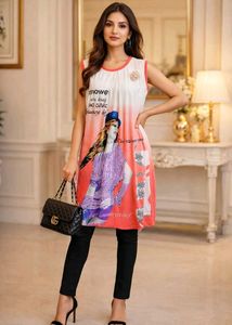 Stylish Sleeveless Kurta with Graphic Print