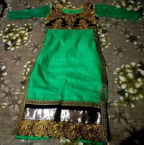 Emerald Green Kurti  with Gold Embellishments