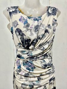 Length-35,,Elegant Floral Ruched Sheath Dress