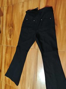 Black Flared Punk Pants with Zippers