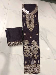 Elegant Green Embroidered dress materials