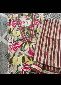 Floral Print  Kurta Set mul cotton