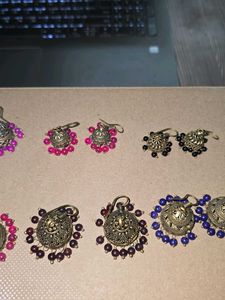 6 pairs of silver jhumkas