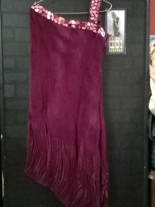 Burgundy One-Shoulder Dress