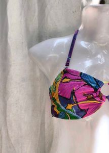 Vibrant Tropical Print Bikini Top