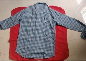 Men's Blue Plaid Long Sleeve Shirt
