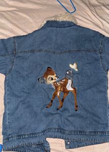 oversized Denim Jacket with Sherpa Collar