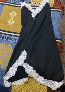 Black Lace Trim Cami Slip Dress