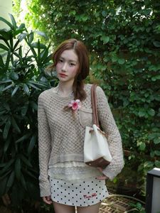 Women Crochet Knit Sweater