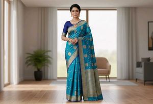 iridescent green and blue saree never used