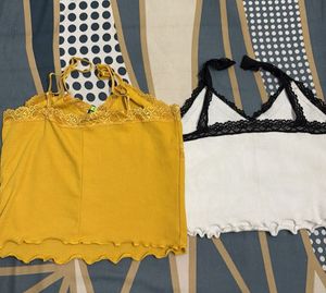 Lace Trimmed Camisole Tops (Set of 2)