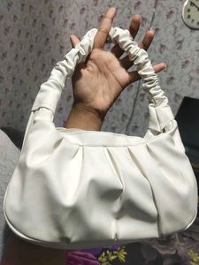 Chic White Ruched Shoulder Bag
