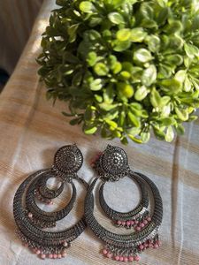 Boho Oxidized Jhumka Earrings