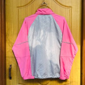 Pink &amp; Grey Colorblock Windbreaker Jacket