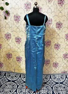 Blue Satin Two-Piece Set