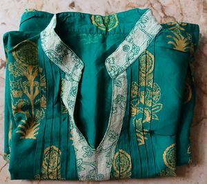 Green Kurta with Yellow Print