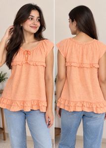 Peach Ruffle Casual Top
