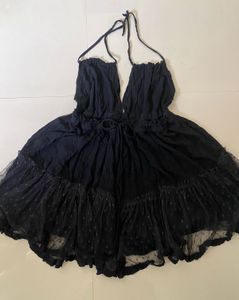 Chic Black Halter Neck Mini Dress