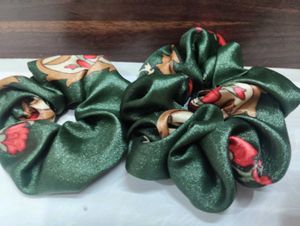 Satin Floral Scrunchies (Set of 2)