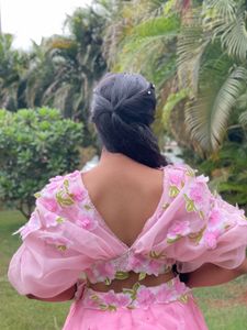 Stunning Pink Floral Lehenga and Blouse