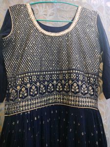 Embellished Navy Blue Anarkali Gown