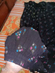 Black Ethnic Print Maxi Skirt