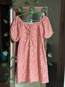 Cute Floral Puff Sleeve Mini Dress