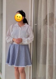 Chic White & Blue Gingham Dress