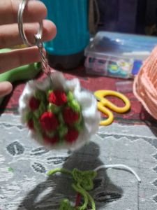 Crocheted Flower Keychain Charm