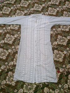 Elegant White Printed chicken kadai Kurta