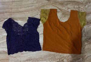 Stylish Lace &amp; Saffron Blouse Set