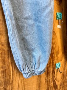 Light Wash Denim Cargo Joggers
